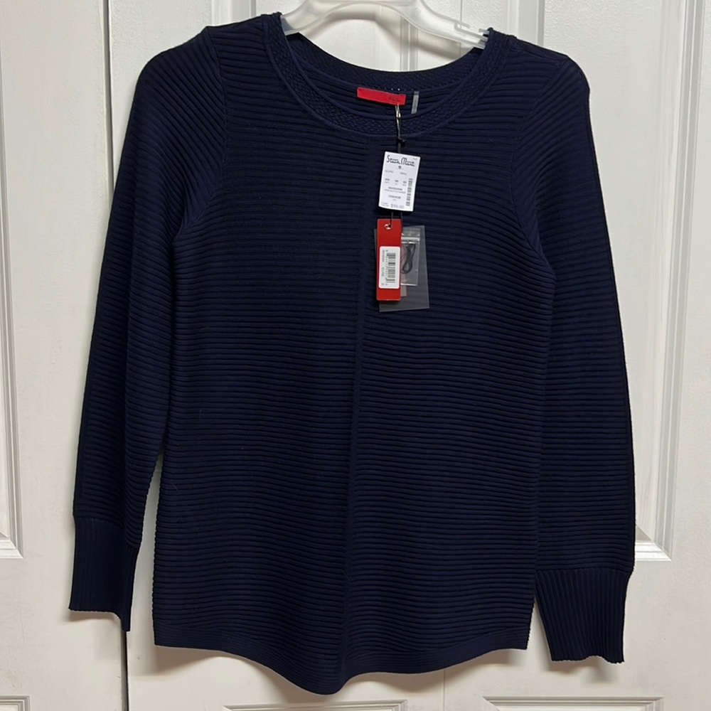 Eclipse Dark Blue Rayon Blend Long Sleeve Tunic Sweater Size S Red Label NWT